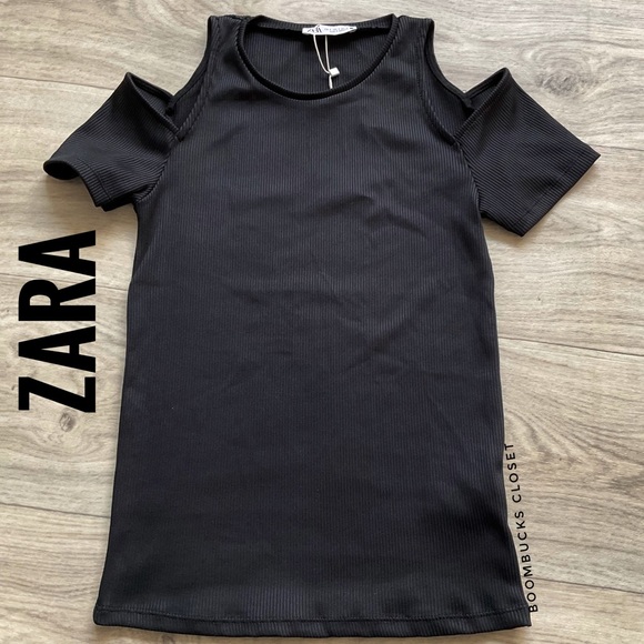 Zara Cut out shoulder short sleeves Black cold shoulder small - Picture 2 of 11